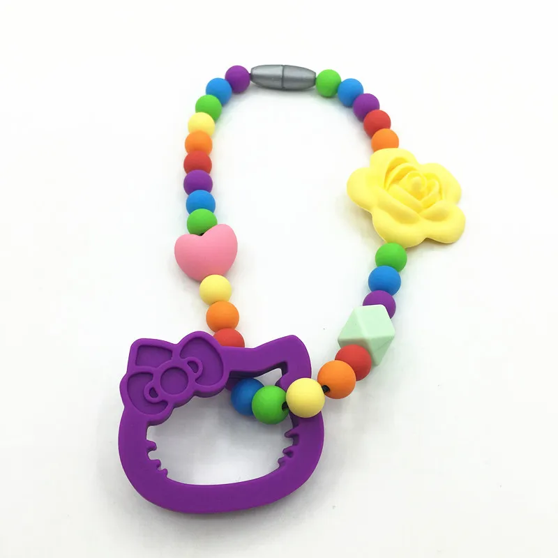Силиконовые прорезывающиеся бусины hello kitty зубное кольцо для прорезывающихся зубов Прорезыватель игрушка силиконовые жевательные Прорезыватель для зубов аксессуар