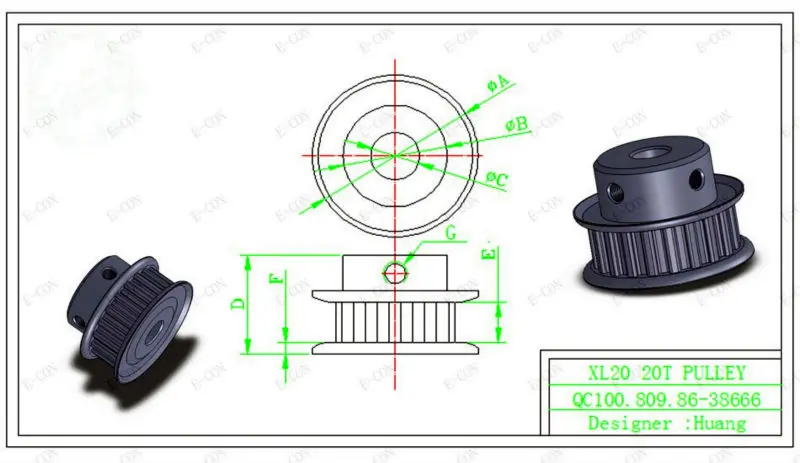 

1pcs/lot XL20 Timing Pulley 20 teeth synchronization Alumium teeth width11mm Bore 5mm Free shipping