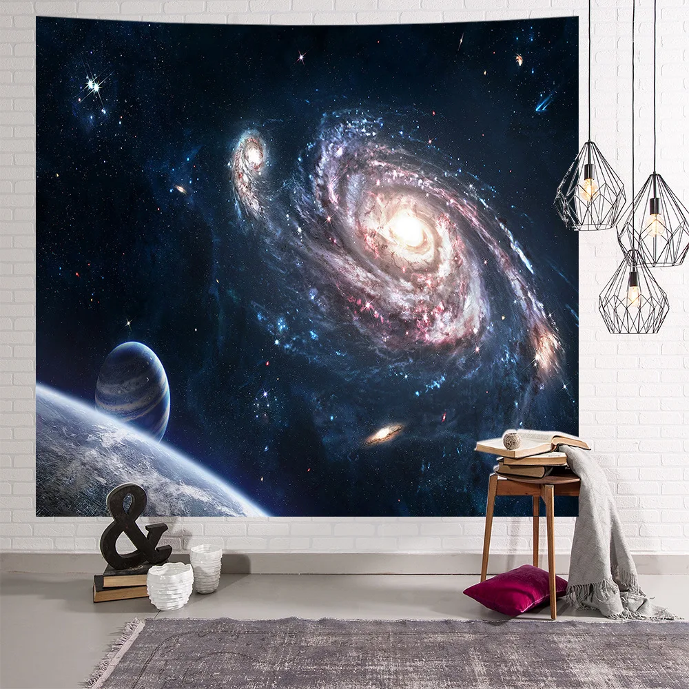 Пурпурный Galaxy Psychedelic Star Tapestry Wall Hanging Lightweight Polyester Fabric Forest wall hanging Decoration Home - Цвет: Пурпурный