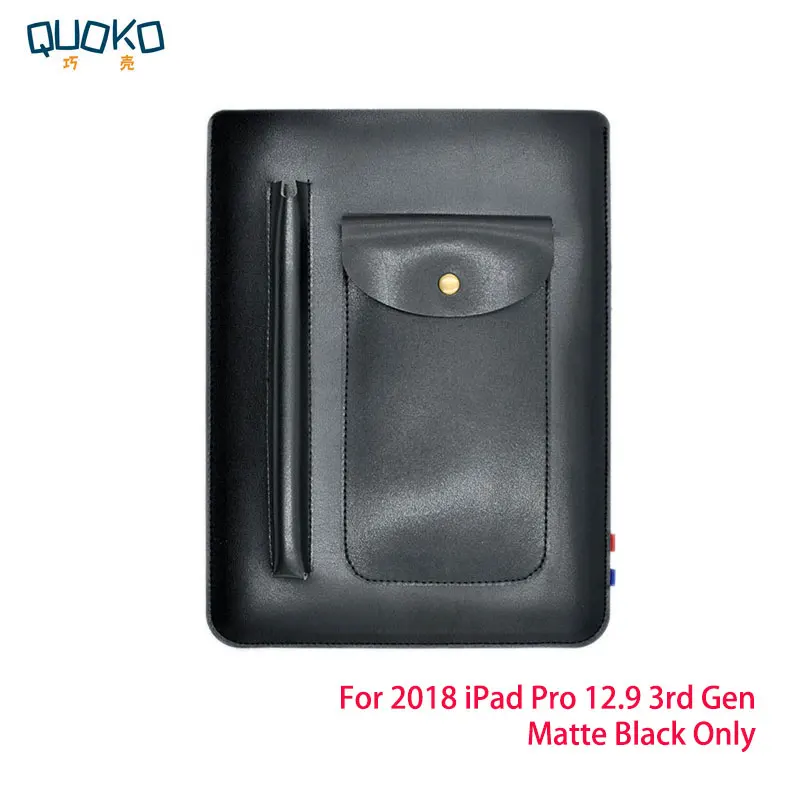 Multi-function ultra-thin super slim sleeve pouch cover,microfiber leather tablet sleeve case for iPad Pro 12.9 3rd Gen - Цвет: Matte Black Only