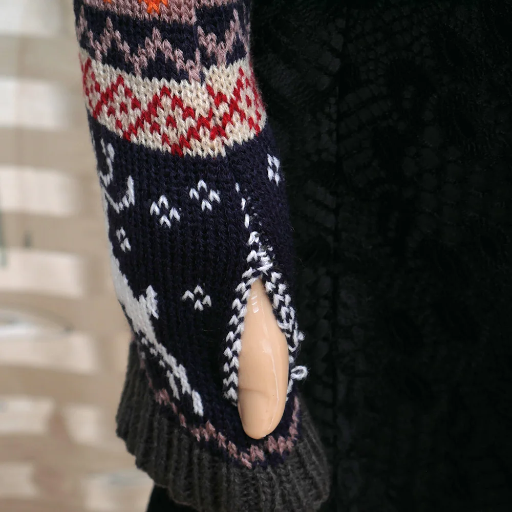 

Women Fingerless Knitted Gloves Winter Warm Long Arm Warmer Gloves Mittens Xmas