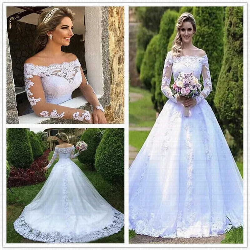 Дешевые Vestido De Noiva кантри с длинными рукавами кружевное свадебное платье