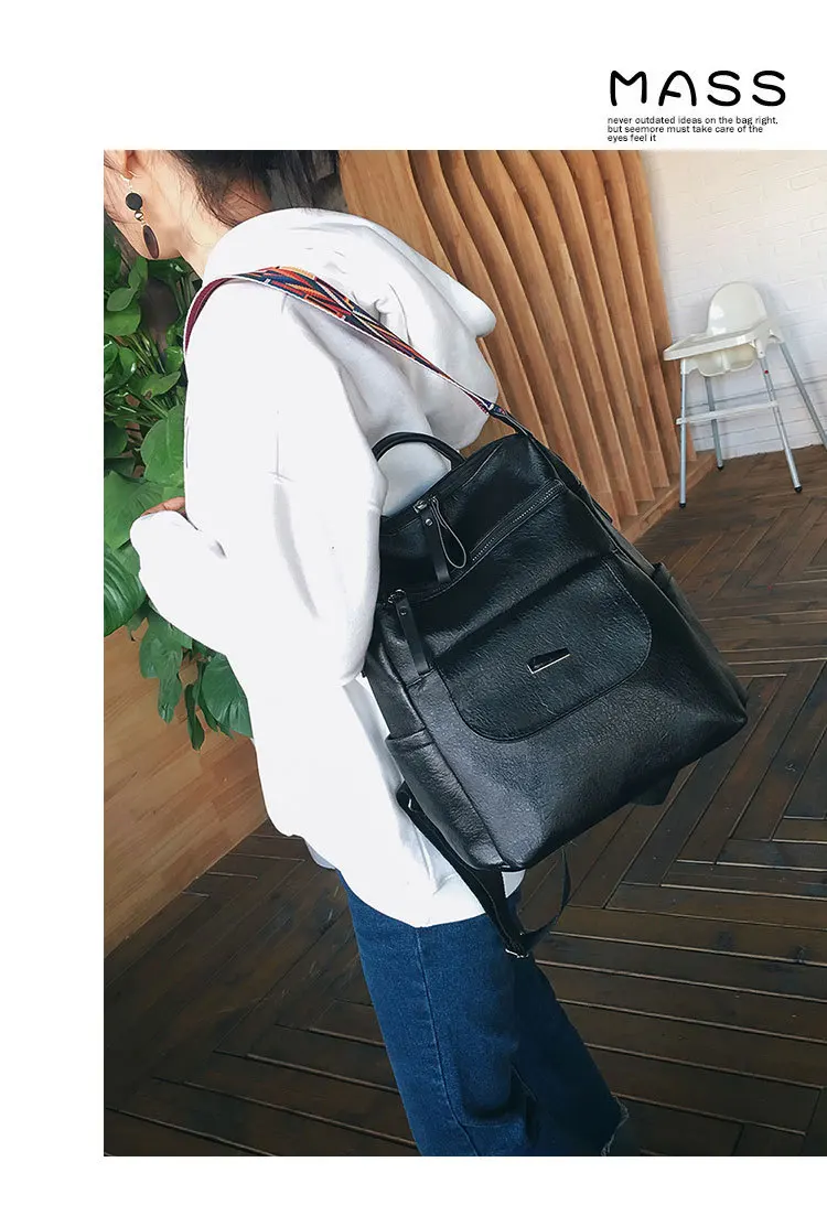 Женские рюкзаки, винтажная модная кожаная сумка Mochila, многофункциональная сумка-тоут с защитой от кражи, большая красочная сумка на плечо для путешествий