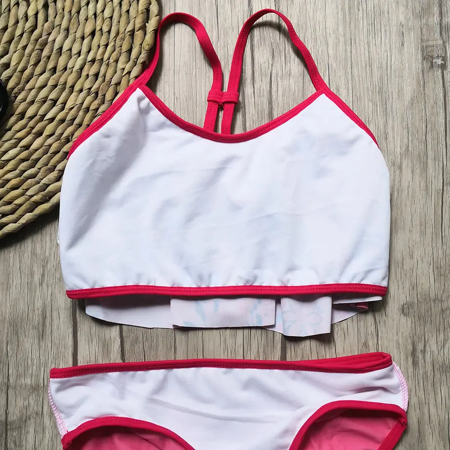 Женский раздельный купальник бикини с цветочным принтом для девочек-подростков |