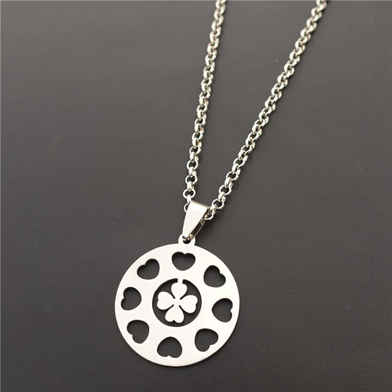 

Stainless Steel Hearts Four Leaf Clover Pendant Necklace Fashion Jewelry For Lovers