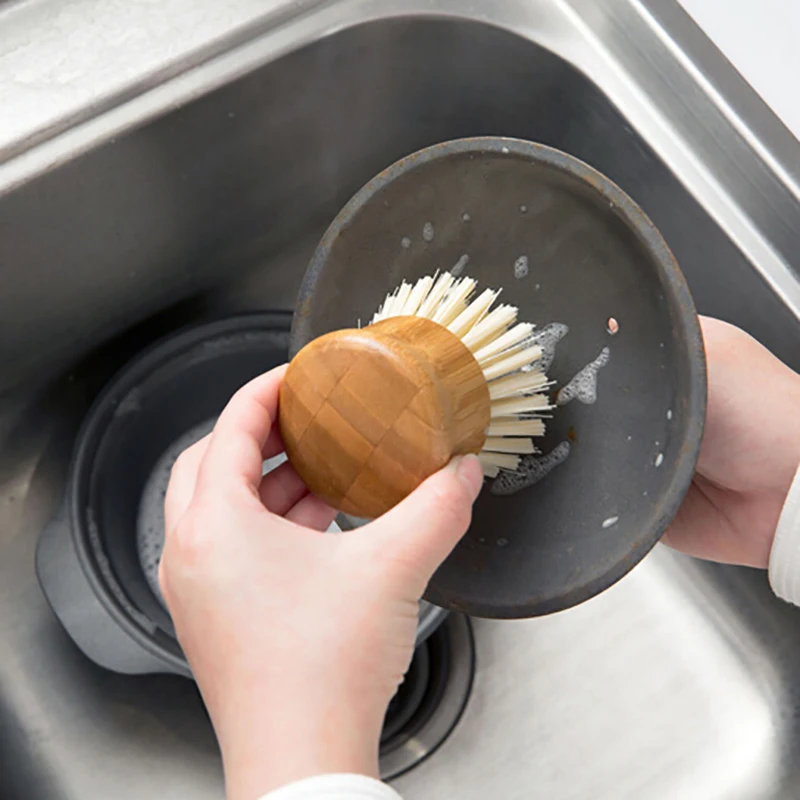 Кухонная креативная бамбуковая ручка щетка для чистки сковорода металлическая