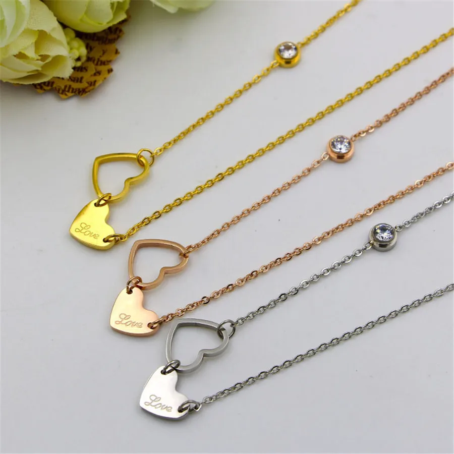 Martick высокое качество подвеска с двойными сердцами цепочка сияющими кубическими