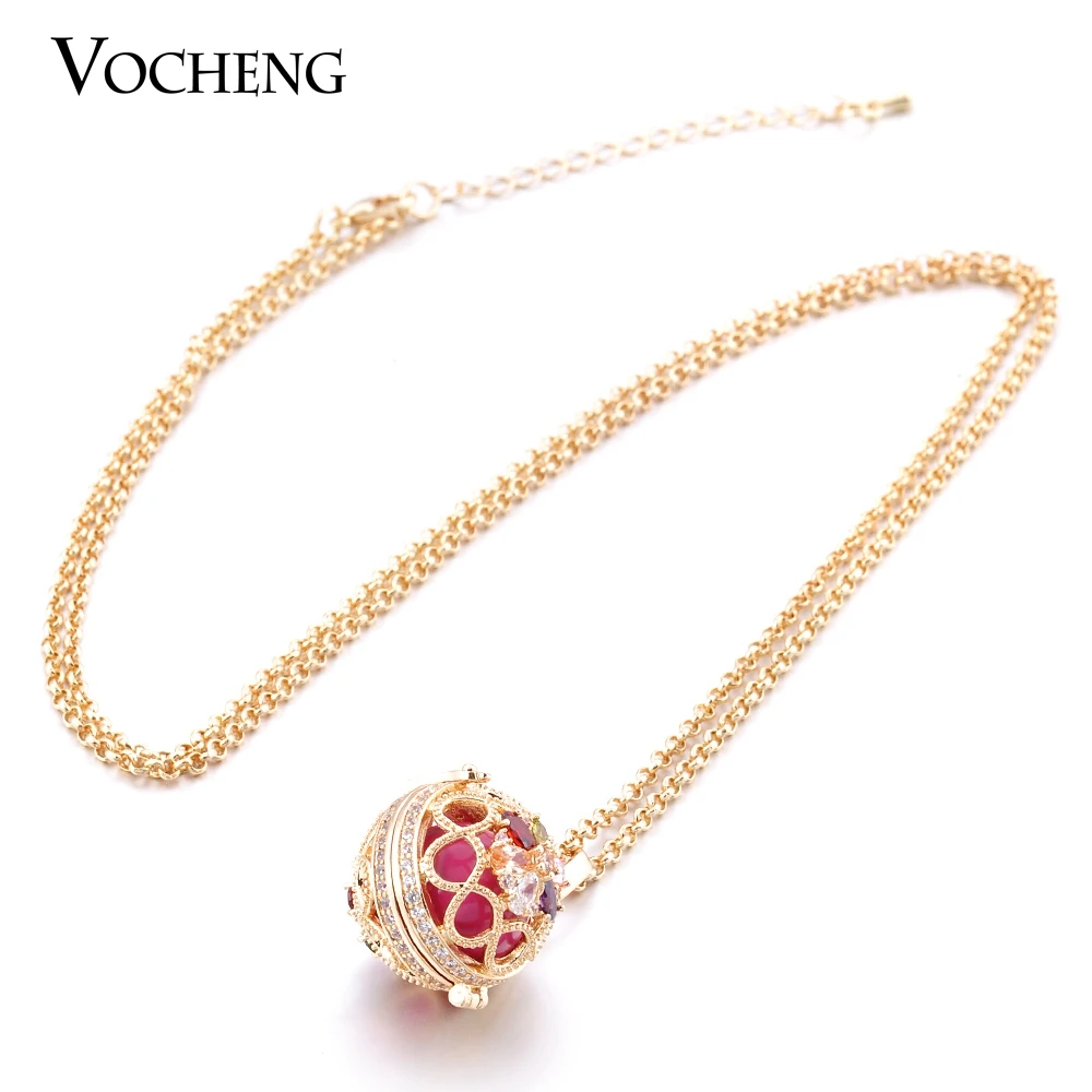 Vocheng 3 цвета Детский колокольчик Цветок Bling колье с кулоном в виде клетки покрытие