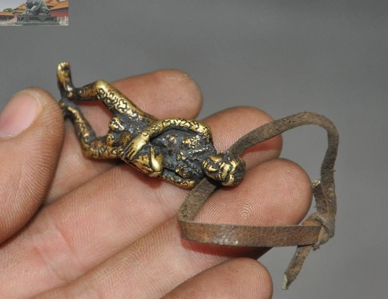 Старый Тибет коровья кожа чистая бронза мужские гениталии Мужская статуя амулет