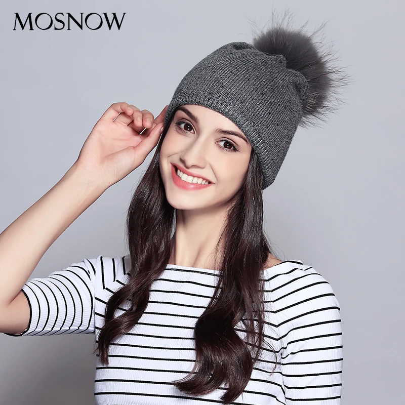 Шерстяная Круглая Шапочка для женщин 2019 Новая повседневная шапка Помпон из меха