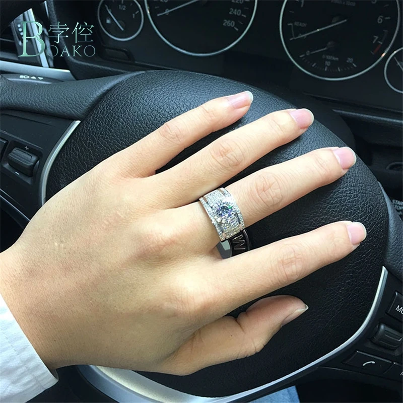 BOAKO Luxury Shining Big Crystal Zircon Rings Engagement Ring Women Men Fashion Women's Vintage Wedding For | Украшения и