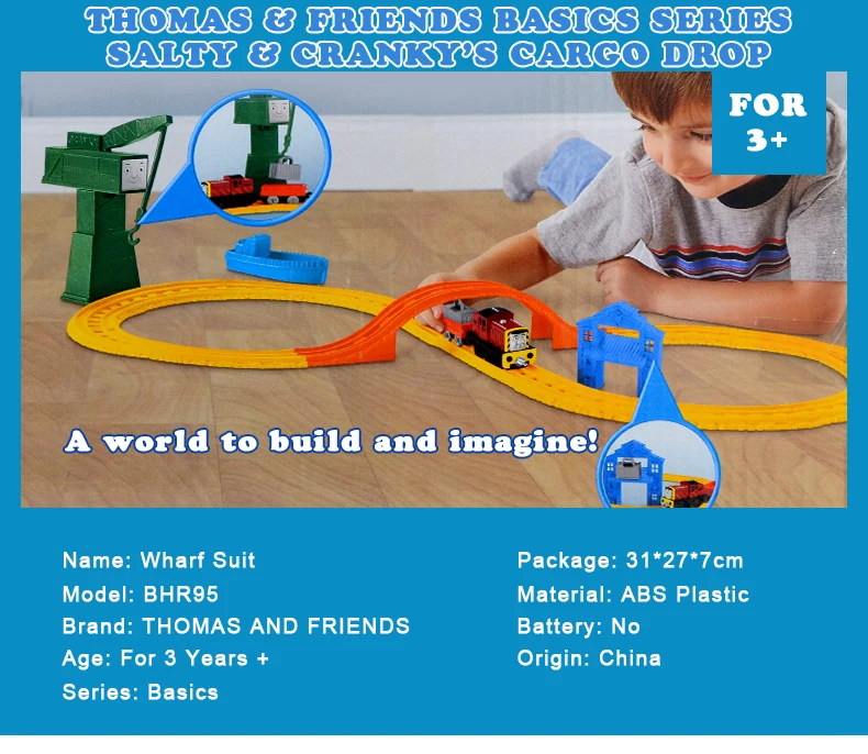 Паровозик Thomas and Friends Matel серии Salty& Cranky's Cargo Drop Пластиковый трек для паровозика Thomas Train Trem de brinquedo BHR95 для ребенка