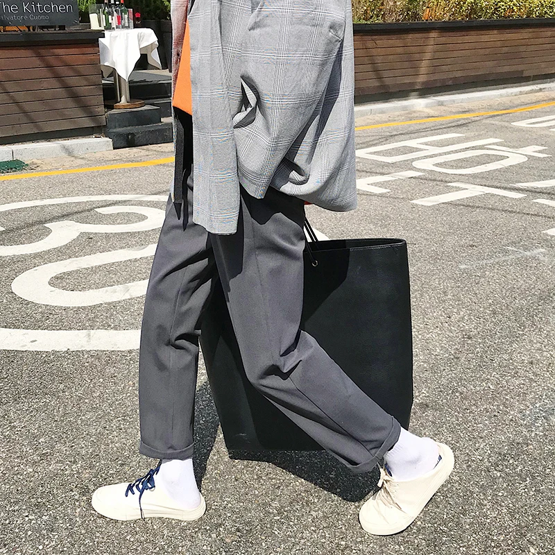 

2019 Men's Western-style High Quality Trousers Skinny Cotton Casual Solid Color Harem Suit Pants Fashion Straight Pants S-XL