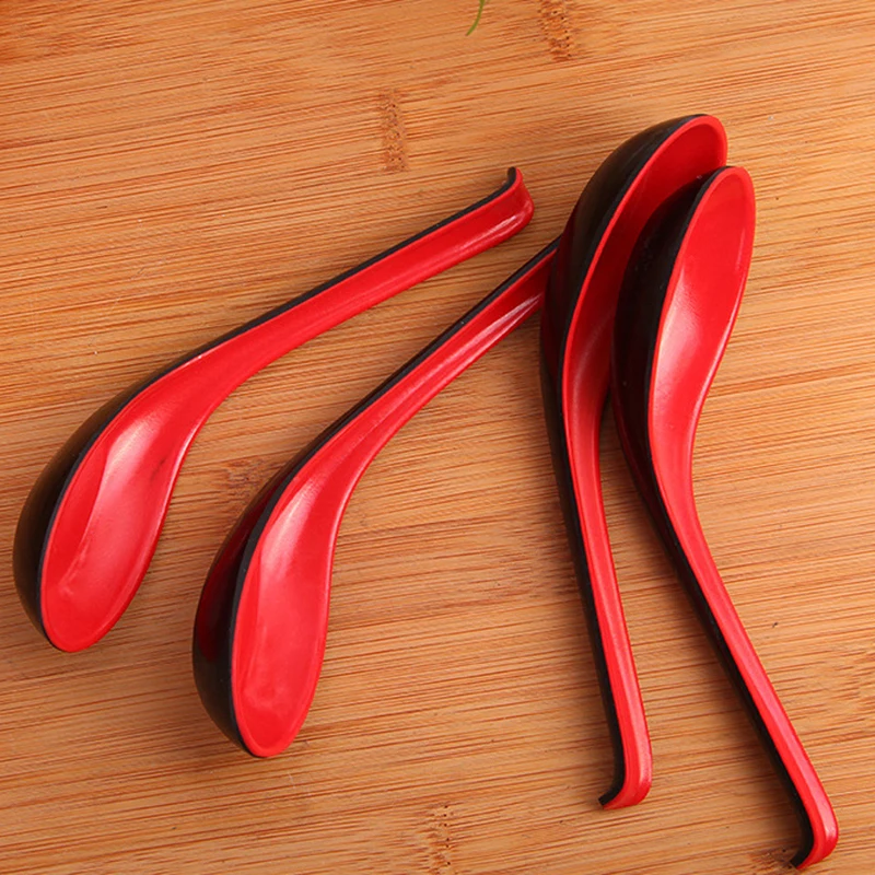 2pcs/set Red Black Color Home Flatware Japanese Plastic Bowl Soup Porridge Spoon EJ876843 | Дом и сад