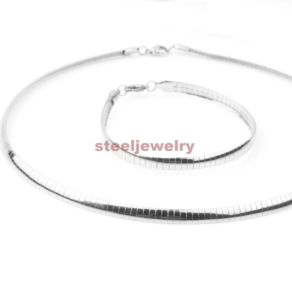 Женский Ошейник 6 мм ожерелье чокер + браслет ювелирные изделия змеиная цепочка