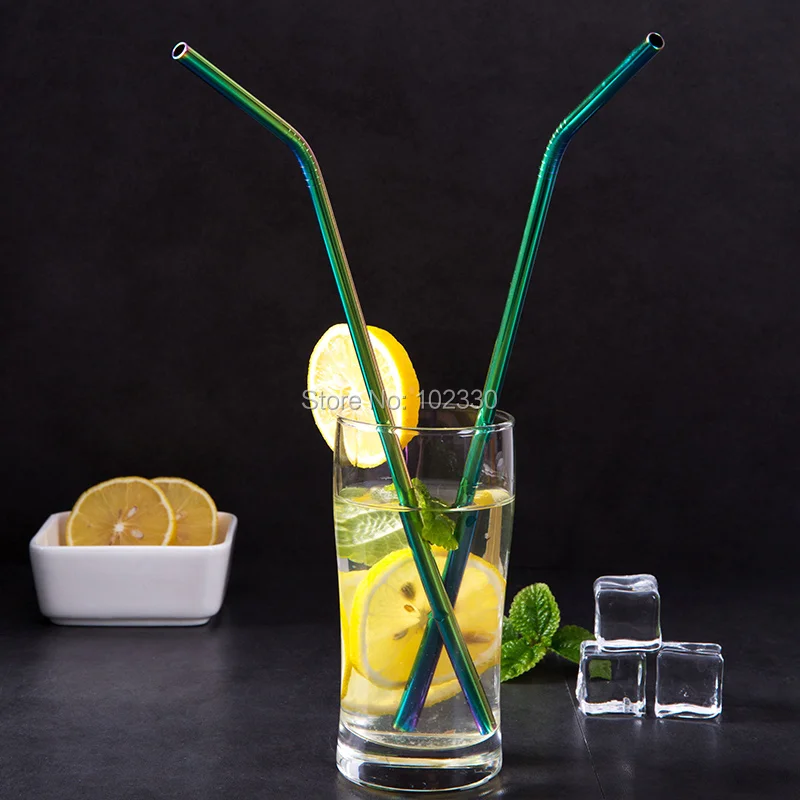 1000pcs 21.5cm 6mm Stainless Steel Drinking Straws Reusable Filter DIY Tea Coffee Tools Party Bar Accessories 7 color free logo | Дом и сад