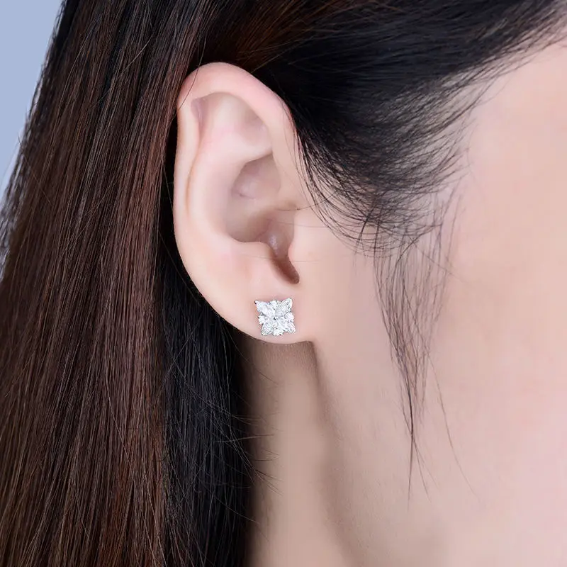 Настоящее Твердое 18 к белое золото маркиза алмаз обещанные свадебные серьги для женщин хорошее ювелирное изделие