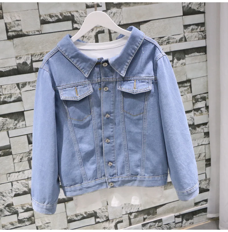 Весенняя женская куртка с длинным рукавом синяя джинсовая на шнуровке