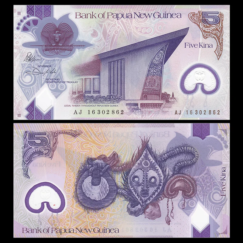 Papua New Guinea 5 Kina 2016 (2017) P NEW полимер UNC нераспространенный бумажная заметка Океания