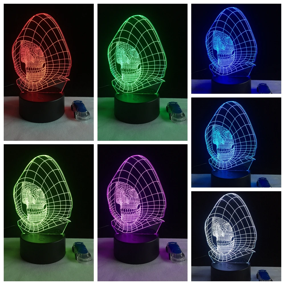 3d лампа GAOPIN с капюшоном в форме черепа светодиодный ночсветильник USB разъемом