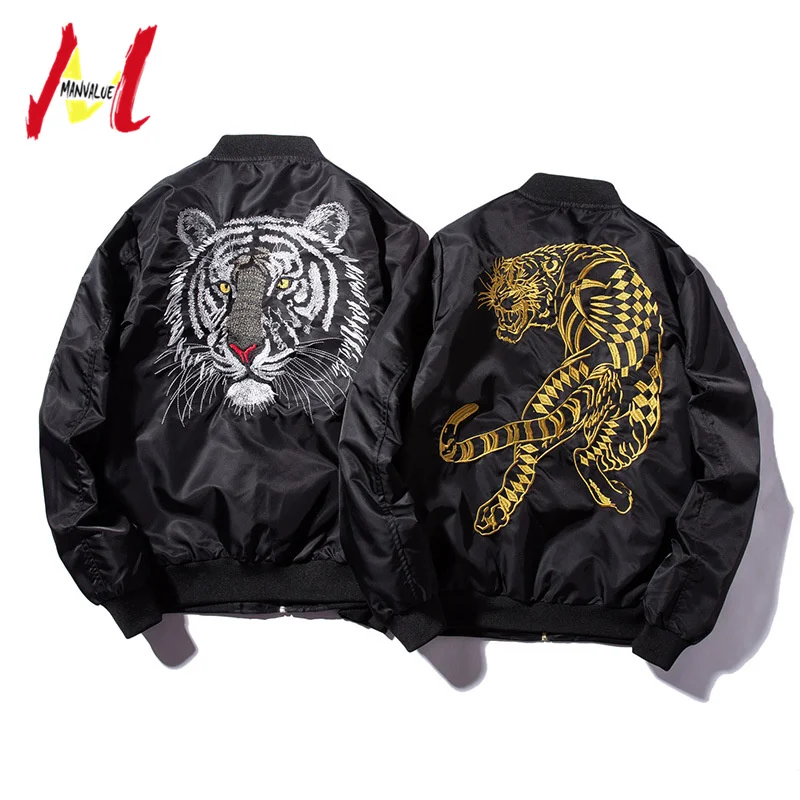 Мужские тонкие куртки в японском стиле Harajuku Yokosuka High Street с вышивкой тигра Air Force Ma1