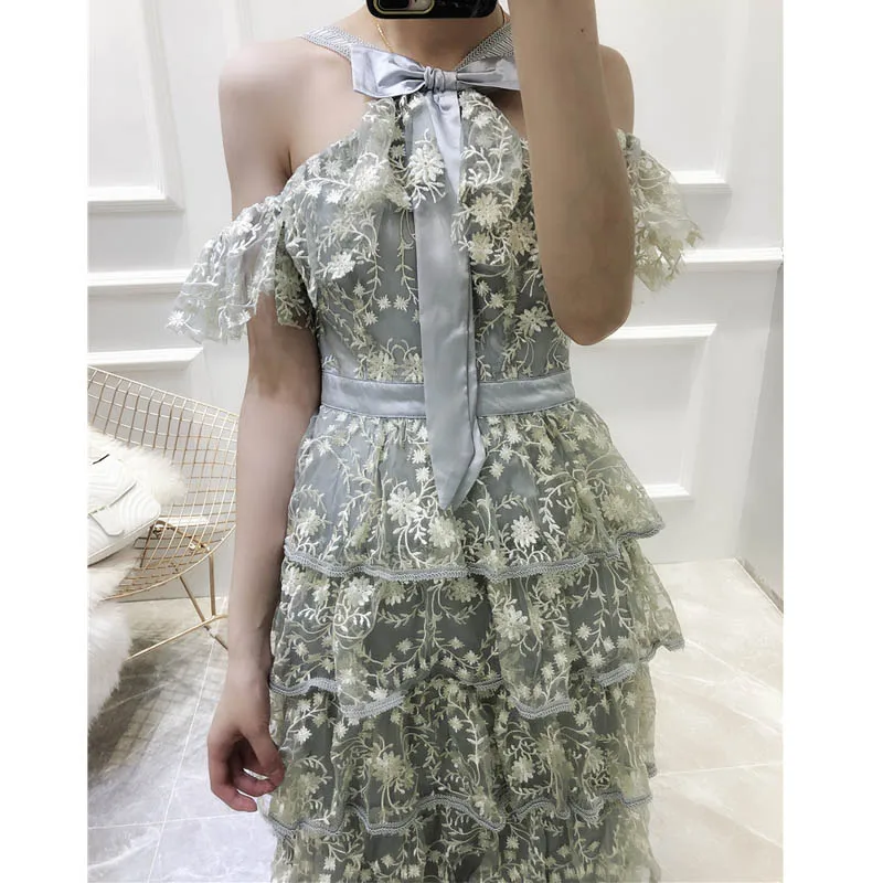 Летнее Длинное платье с цветочным рисунком Новое сексуальное круглым вырезом и