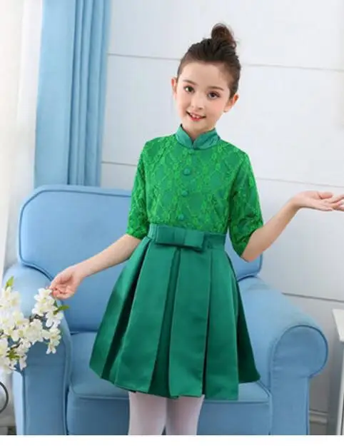 green girls Детский Школьный костюм с цветами для девочек и мальчиков; цвет белый, красный; деловой костюм принцессы для танцев; комплекты одежды; костюм для девочек и мальчиков; Новинка - Цвет: green girls