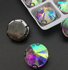 crystal ab Больше цветов белый K D коготь настройки 8 мм~ 18 мм круглые Rivoli Форма пришить стеклянные прозрачные Стразы Бисер для одежды аксессуары отделка - Цвет: crystal ab