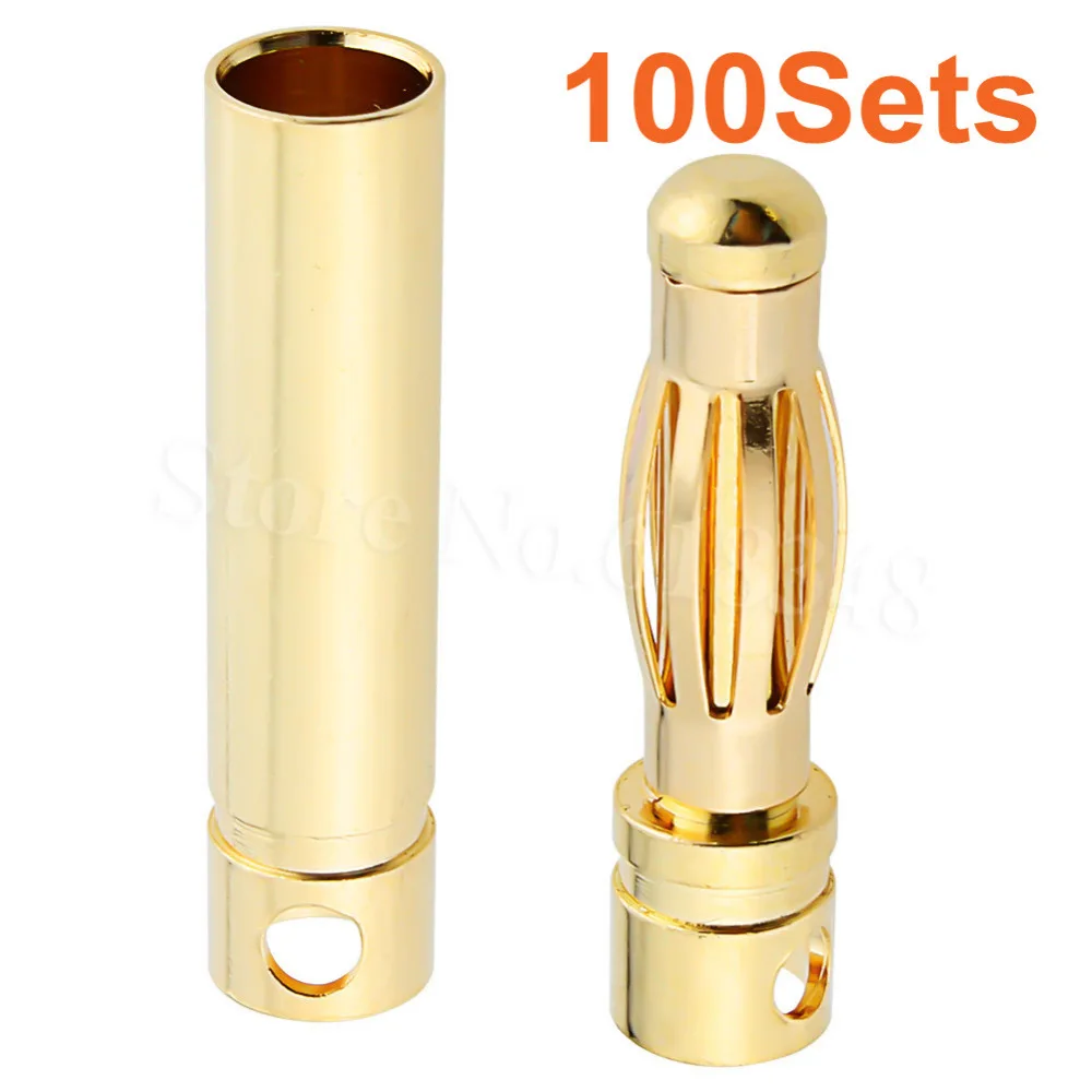 

100Sets Female Male 4.0mm Gold Bullet Connector Banana Plug for RC Battery ESC Electric Motor Wire Parts