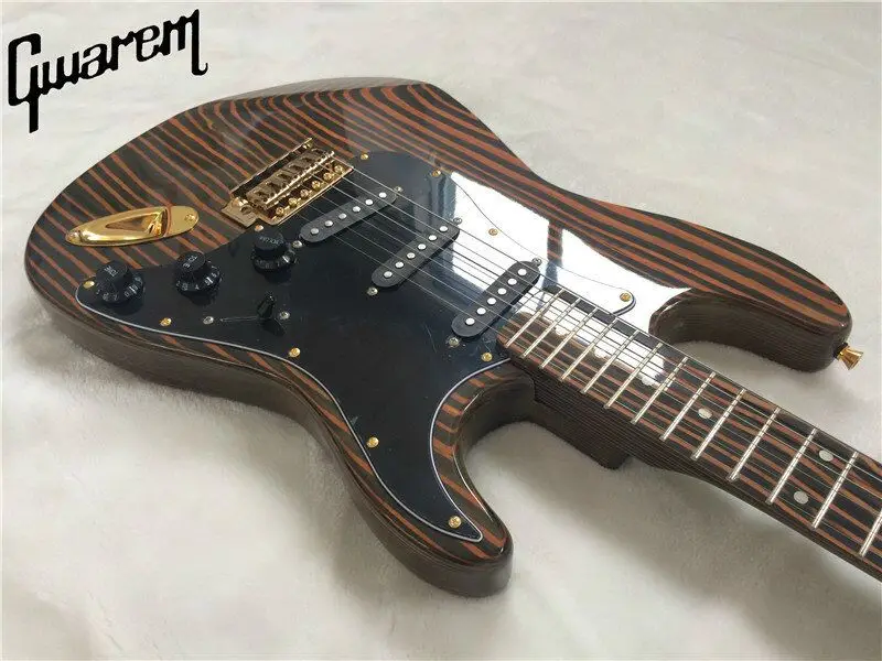 Электрогитара/гитара Gwarem/корпус и шея zebravwood/с золотой аппаратной гитарой в Китае