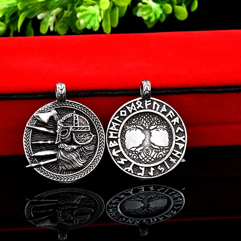 Байер 316L нержавеющая сталь Одина символ и Древо жизни кулон с рунами Цепочки