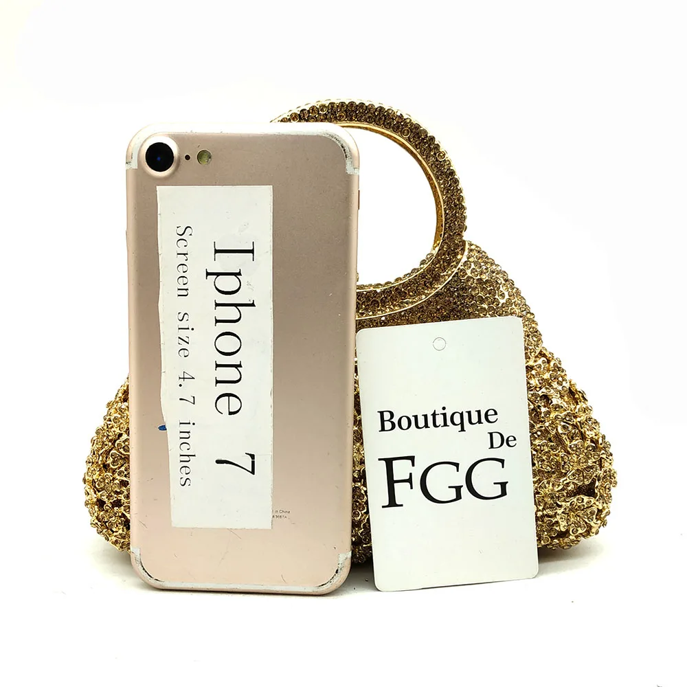 Boutique De FGG, золотой вечерний минодьер, женский клатч с кристаллами, сумочка с верхней ручкой, металлический бриллиант, свадебная сумка, вечерние сумочки для коктейлей