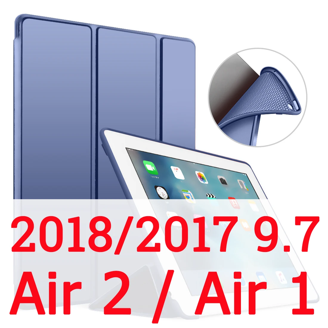 Dark blue 9.7 Для iPad Air 2 Air 1 чехол 9,7 Funda силиконовый мягкий задний из искусственной кожи умный чехол для iPad 6го поколения Чехол 10," - Цвет: Dark blue 9.7