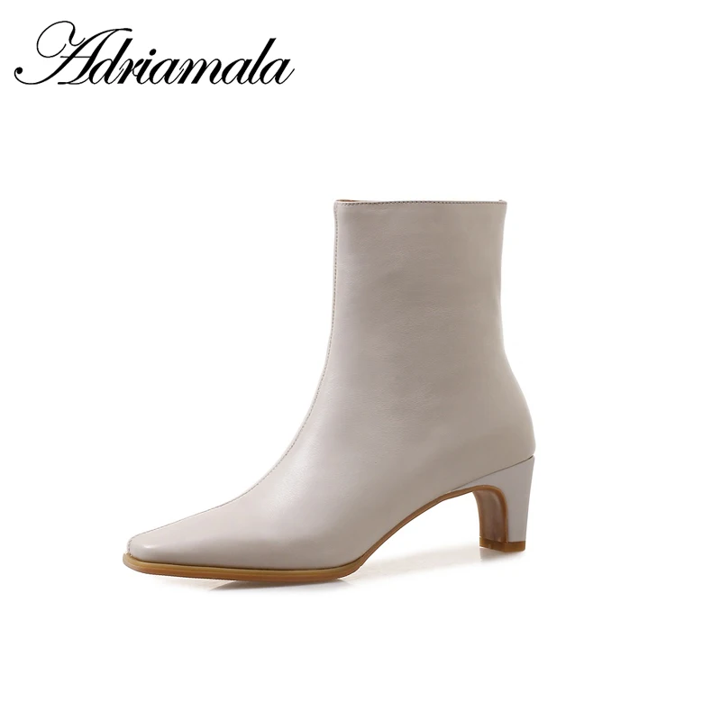 2018 из натуральной кожи женские сапоги на высоком каблуке квадратный носок каблук