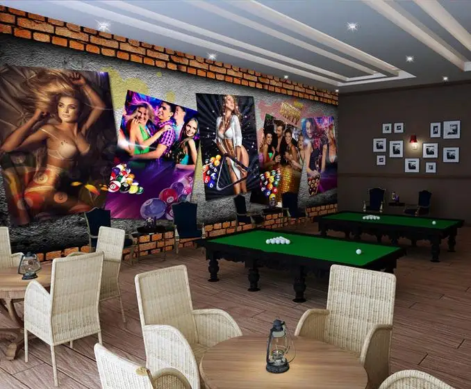 

Custom 3d photo wallpaper 3d wall mural wallpaper the billiard table tennis ventricular sense beauty background wall brick wall