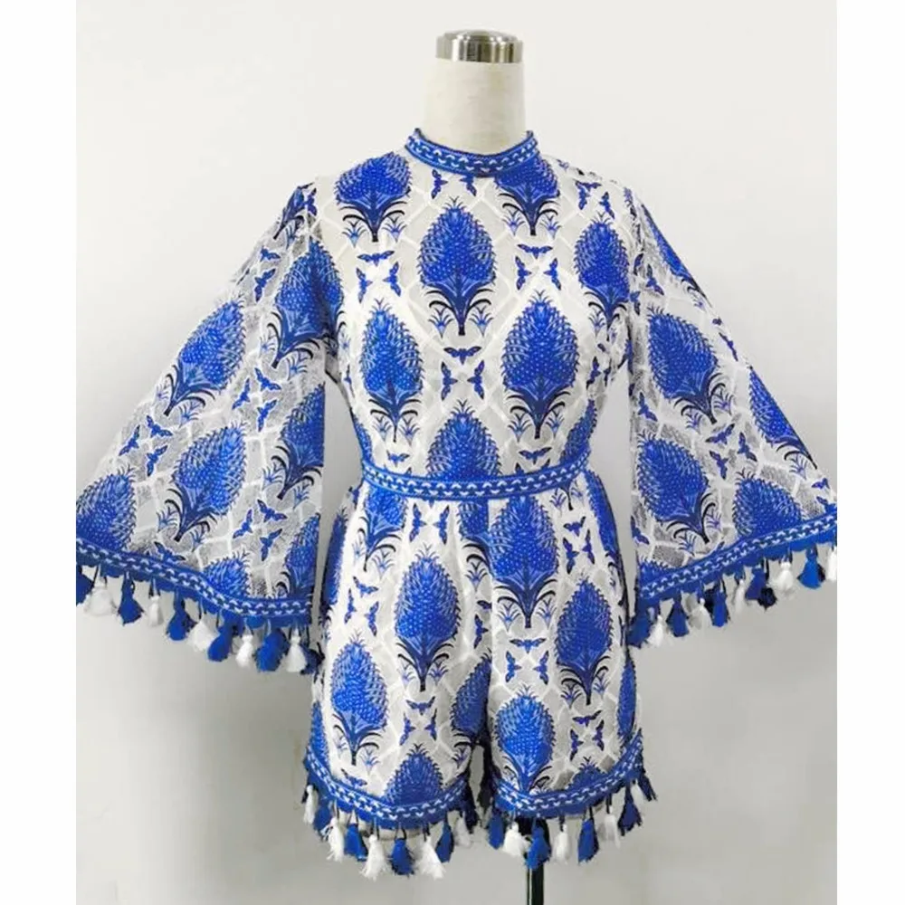 Ruiyige Лето 2017 Для женщин Boho комбинезон комбинезоны Вышивка крючком Кружево