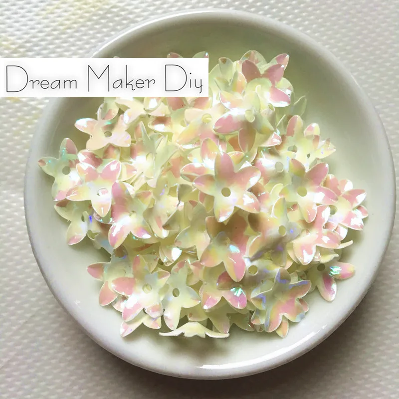 

1000Pcs/lot 12mm Cream AB Cup Flower Sequins Sewing Scrapbooking Crafts Christmas Decoration Ornament Sewing Decoration Confetti
