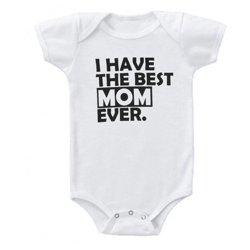 Best Mom-White Shirty/хлопковый комбинезон для новорожденных мальчиков и девочек с короткими рукавами и надписью «I Love My Twin Sister»/«Brother», одежда для малышей - Цвет: Best Mom-White