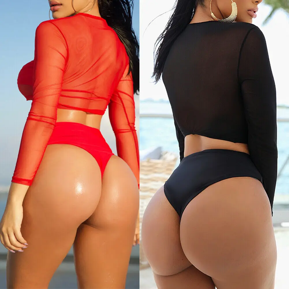 Женский комплект бикини из двух предметов пуш-ап сетчатый купальник женский с