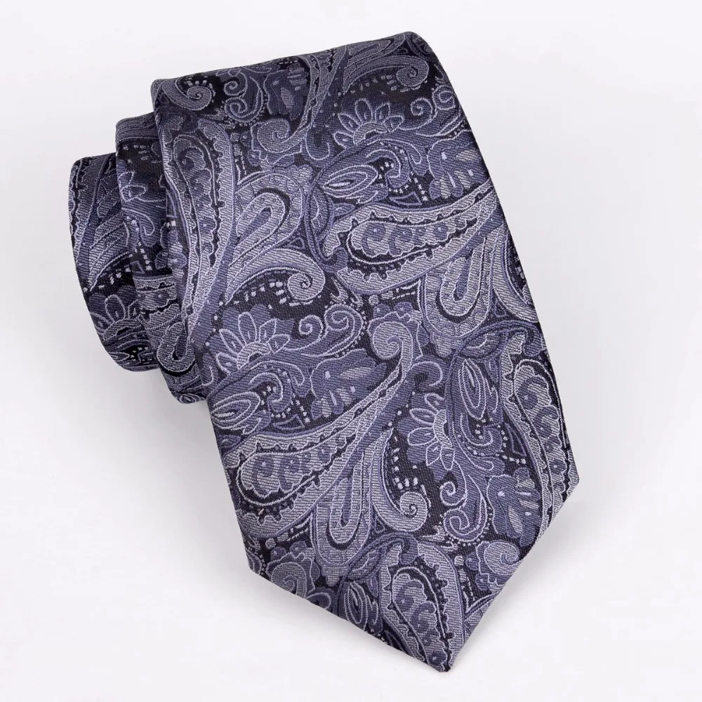 

New Men`s Tie Gray Paisley Jacquard Woven Necktie Gravata For Men Formal Wedding Party Business 8cm 100% Polyester