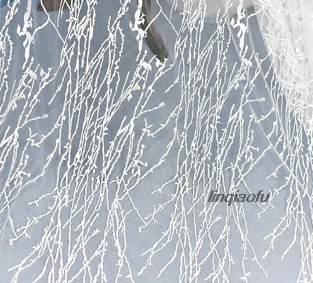 Кружевная ткань с оборками и вышивкой материал для украшения свадебного платья