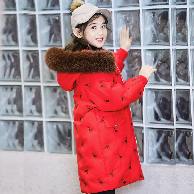 Детский пуховик для девочек новинка 2019 толстый Модный зимний теплый родителей и