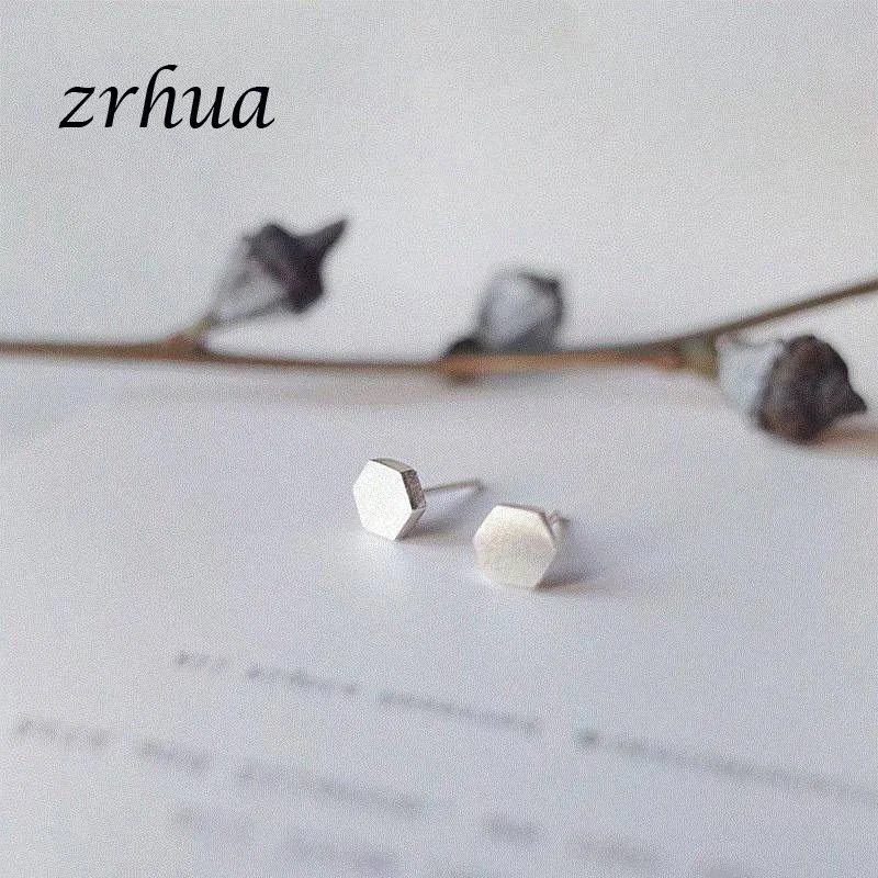 Серьги гвоздики ZRHUA серебристого цвета для женщин и девушек простые