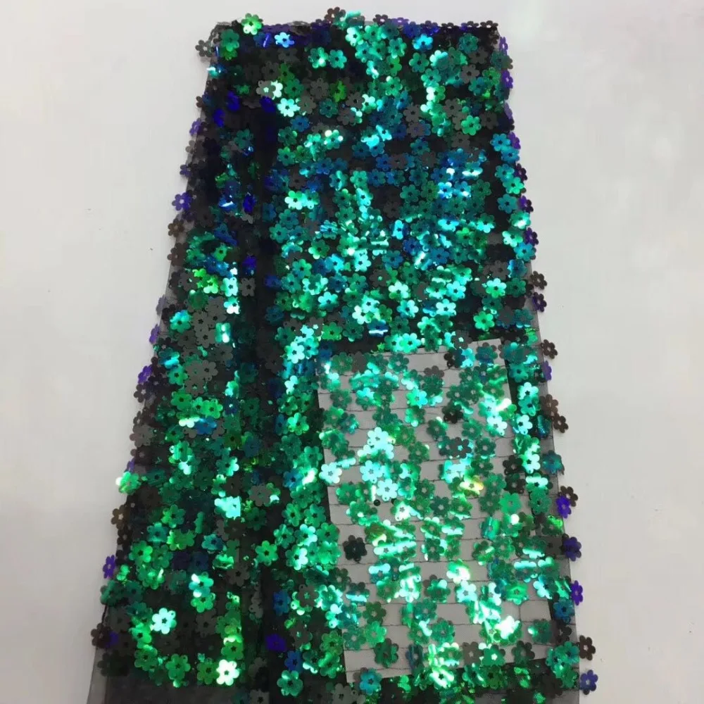 Фуксия 3D Цветы блесток кружевная ткань французская Сетка фатиновая Ткань