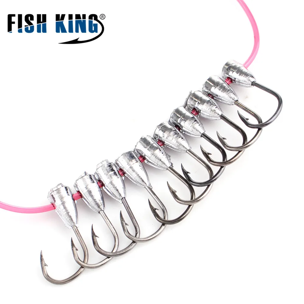 FISH KING 10 шт./лот, приманка для зимней подледной рыбалки, крючок, свинцовая головка, крючок, приманка, рыболовные снасти