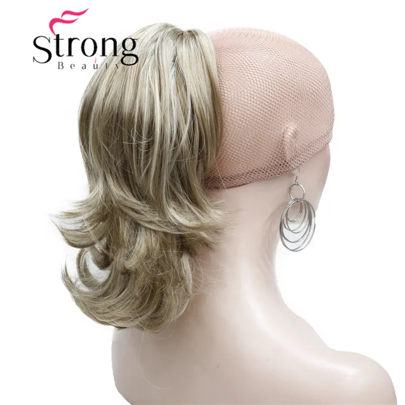 StrongBeauty, 12 дюймов, двойное использование, волнистый стиль, зажим в коготь, конский хвост, наращивание волос, блонд, синтетические волосы с зажимом челюсти/коготь