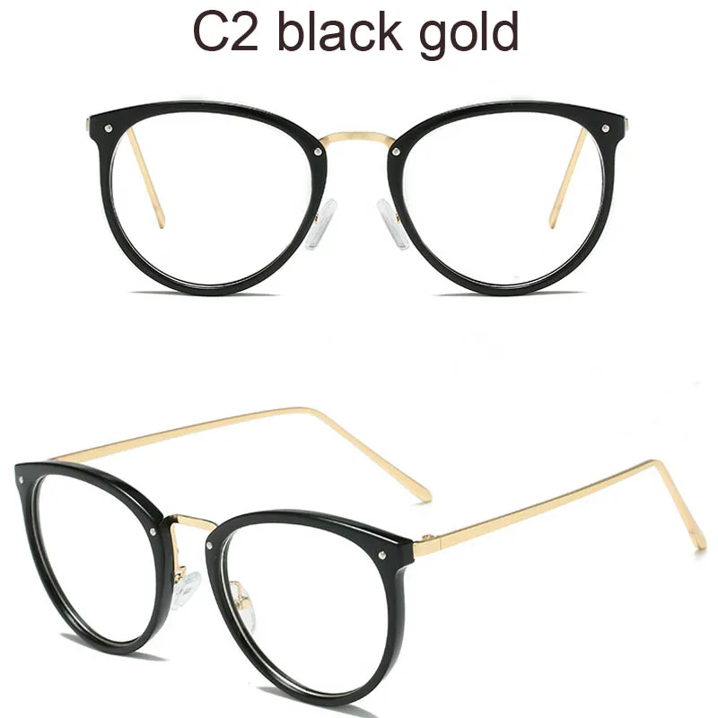 2gold black Винтажные оправы для очков, женские негабаритные прозрачные линзы, поддельные очки, очки для близорукости, прозрачные оптические очки, оправа Oculos - Цвет оправы: 2gold black