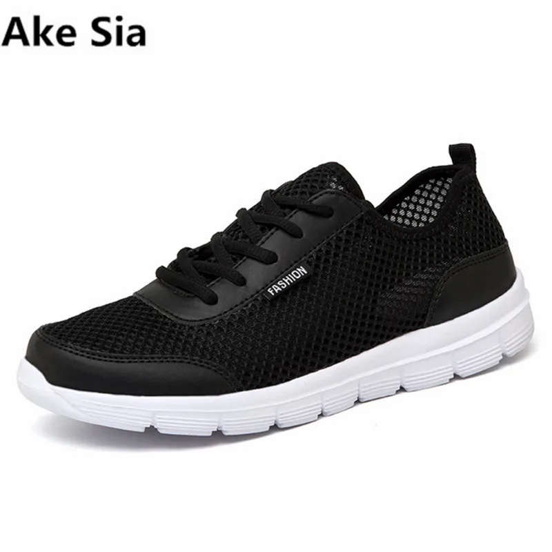 Ake Sia Men Shoes 2017 Summer Fashion Breathable Casual Lace Up High Quality Flat Mesh Plus Size 35-48 | Обувь