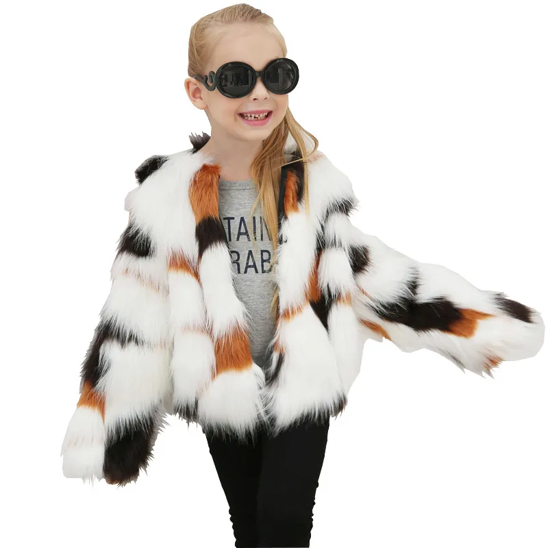 Норковые пальто для девочек Новинка 2017 года модное Яркое с искусственным мехом