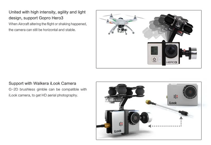 (In Stock) Original Walkera G-2D Aluminium Alloy Brushless Camera Gimbal for iLook / Gopro Hero 3 Sony QR X350 PTZ | Игрушки и хобби